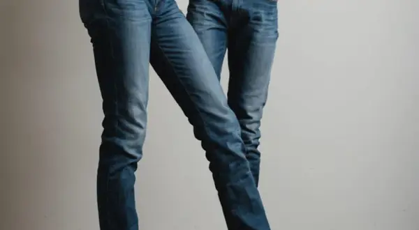 Dwie osoby w dżinsach. Czy jeans się rozciąga? Te spodnie wyglądają na wygodne i elastyczne, idealne do codziennych aktywności.
