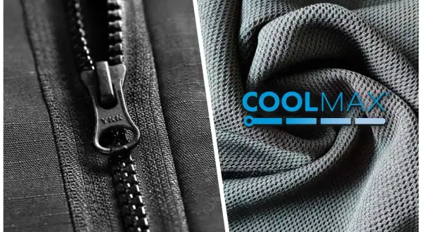 Zamek YKK i przewiewna tkanina na kurtki z logo COOLMAX. Idealna na aktywny dzień.